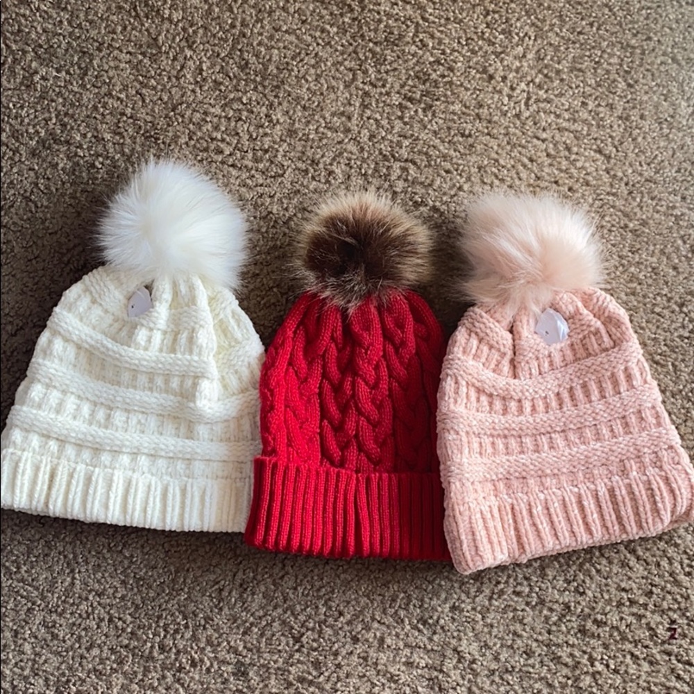 Pom Pom Hats set of 3
